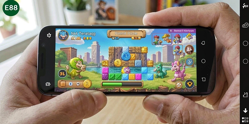 Tampilan gameplay E88 dengan tantangan puzzle yang menarik.