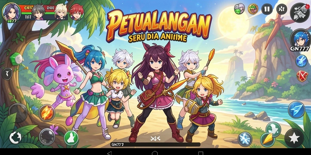 Screenshot gameplay GN777 menampilkan karakter Anime yang beraksi.