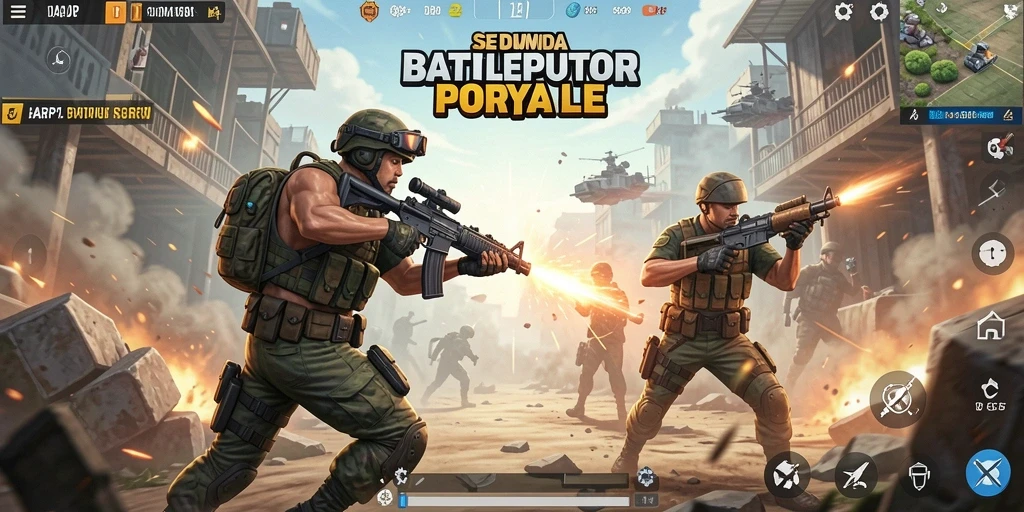 Tampilan gameplay seru di <strong>HARAPJP</strong>, pertempuran epik di dunia Battle Royale.