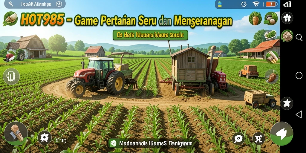 Gameplay HOT985 menampilkan aktivitas bertani yang seru dan interaktif.