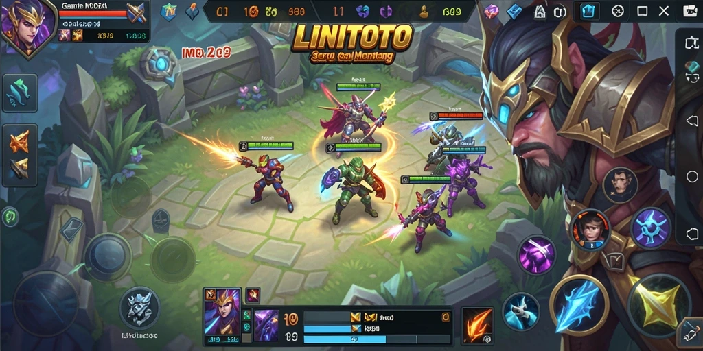 Tampilan gameplay seru dalam LINITOTO yang menampilkan pertarungan tim.