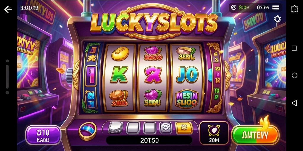 Menampilkan gameplay menarik LUCKYSLOTS dengan berbagai mesin slot.
