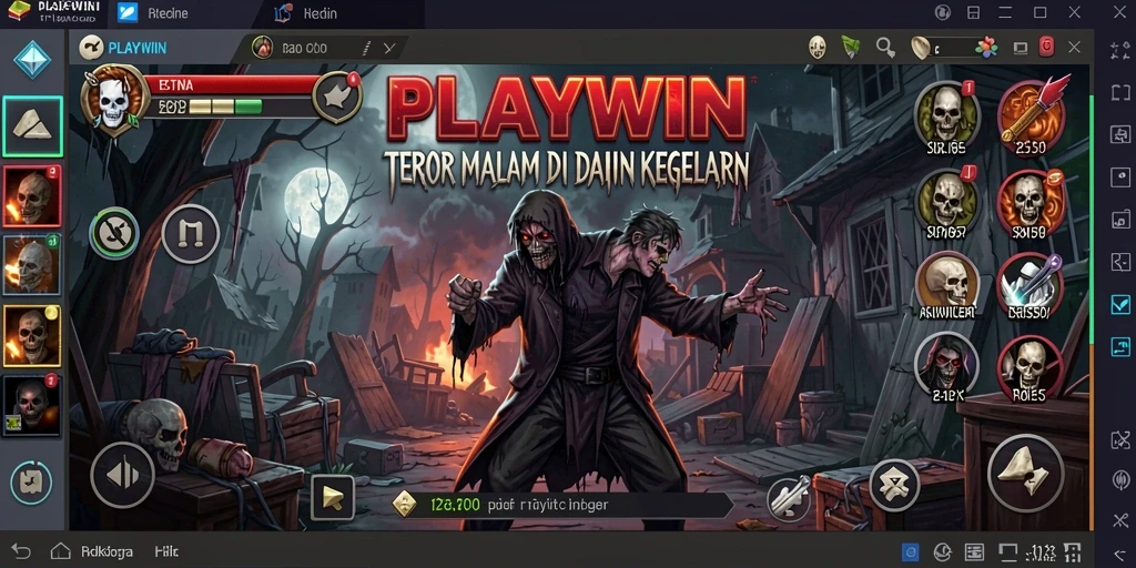 Screenshot gameplay PLAYWIN menampilkan karakter utama di lorong gelap yang penuh ketegangan.