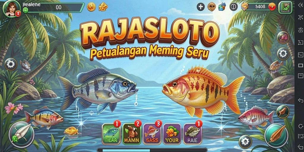 Tampilan gameplay memancing seru dalam RAJASLOTO.