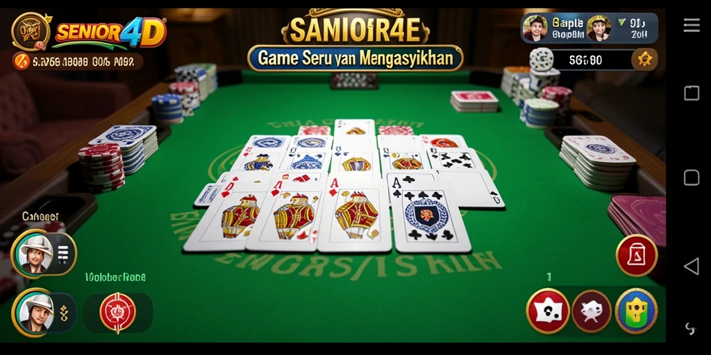 Tangkapan layar gameplay SENIOR4D yang menampilkan momen seru bermain Gaple.