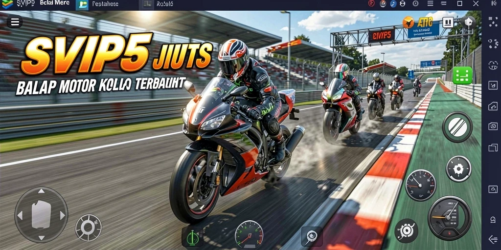 Gameplay mendebarkan di SVIP5 dengan motor balap yang cepat.