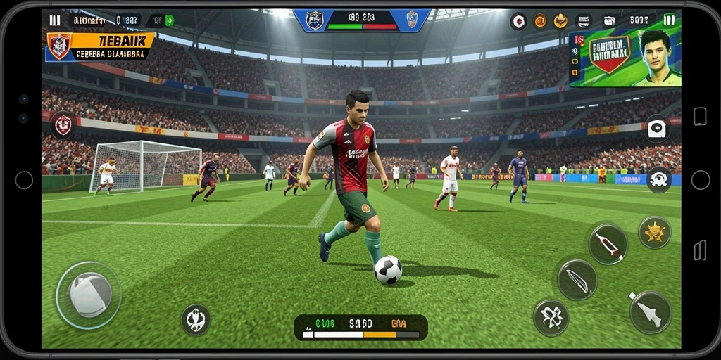 Tampilan gameplay sepak bola yang mendebarkan dalam T6.